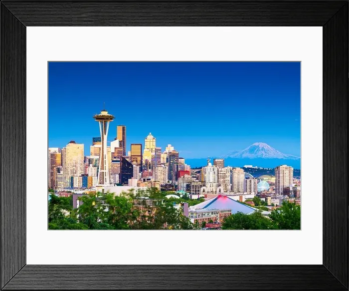 Framed Print : Seattle, Washington, USA downtown city skyline at dusk Framed Print : Seattle, Washington, USA downtown city skyline at dusk