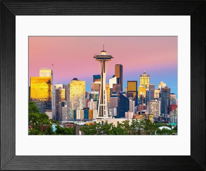 Framed Print : Seattle, Washington, USA downtown city skyline at dusk Framed Print : Seattle, Washington, USA downtown city skyline at dusk