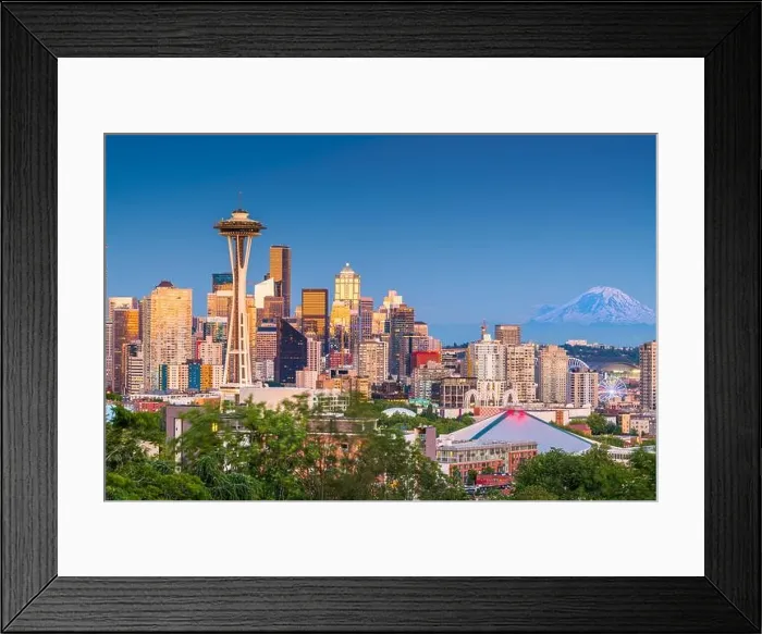 Framed Print : Seattle, Washington, USA downtown city skyline at dusk Framed Print : Seattle, Washington, USA downtown city skyline at dusk