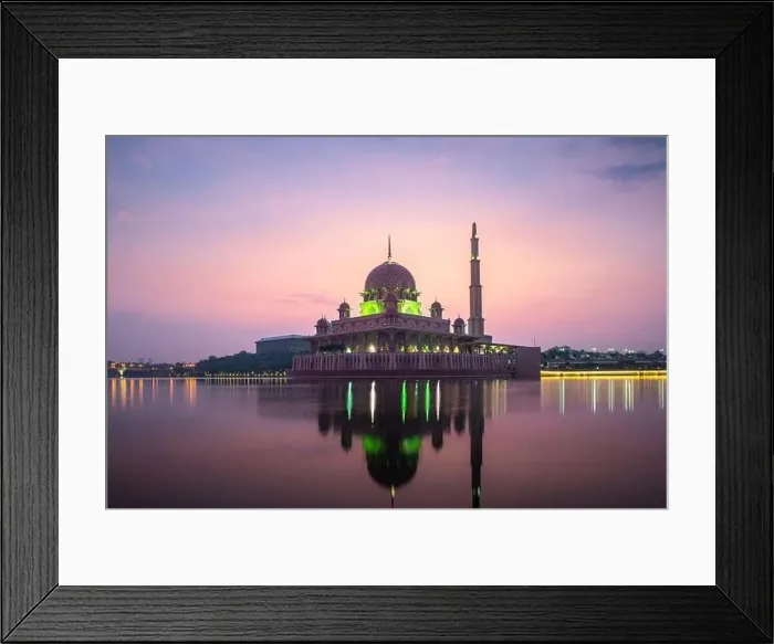 Framed Print : Putrajaya mosque or pink mosque with lake between sunrise in Kuala Lumpur, Malaysia. Malaysia tourism, history building, or tradition culture and trav Framed Print : Putrajaya mosque or pink mosque with lake between sunrise in Kuala Lumpur, Malaysia. Malaysia tourism, history building, or tradition culture and trav