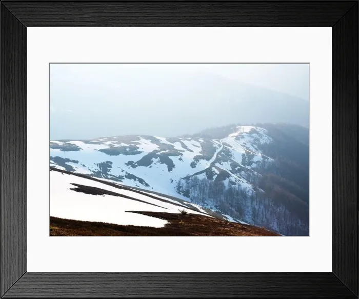 Framed Print : Spotted hills and red grass in snowy mountains. Landscape photography. Nature background Framed Print : Spotted hills and red grass in snowy mountains. Landscape photography. Nature background