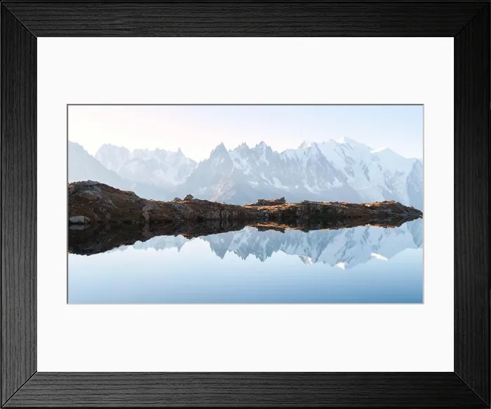 Framed Print : Panorama of Chesery lake (Lac De Cheserys) and snowy Monte Bianco mountains range on background, Chamonix, France Alps Framed Print : Panorama of Chesery lake (Lac De Cheserys) and snowy Monte Bianco mountains range on background, Chamonix, France Alps