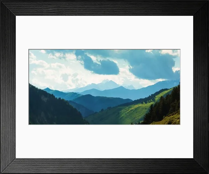 Framed Print : Panorama of beauty mountains range in Caucasus mountains, Georgia