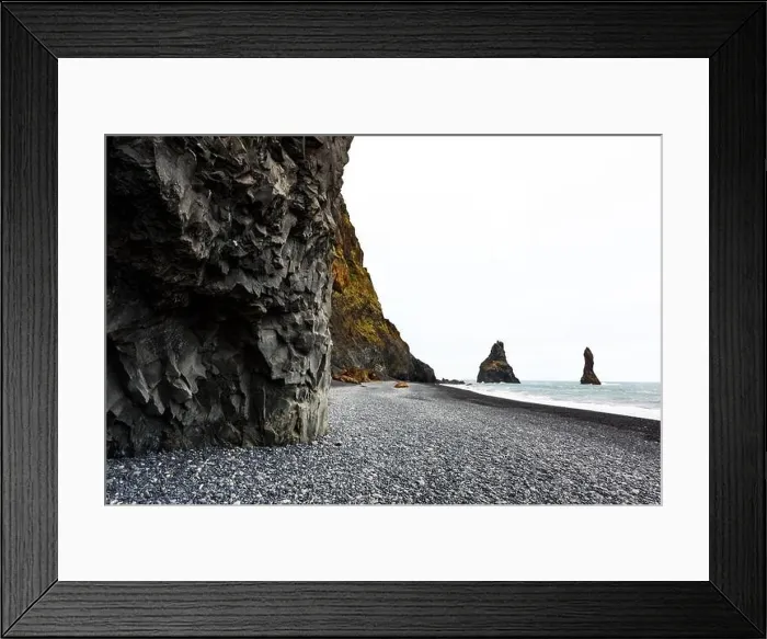 Framed Print : Basalt rock formations Troll toes on black beach near Reynisdrangar, Vik, Iceland. Landscape photography Framed Print : Basalt rock formations Troll toes on black beach near Reynisdrangar, Vik, Iceland. Landscape photography