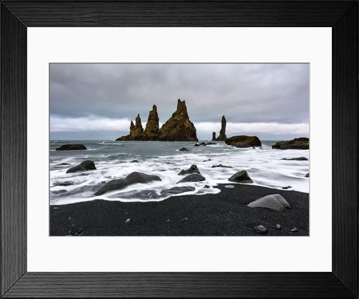 Framed Print : Basalt rock formations Troll toes on Black beach near Reynisdrangar, Vik, Iceland. Landscape photography Framed Print : Basalt rock formations Troll toes on Black beach near Reynisdrangar, Vik, Iceland. Landscape photography