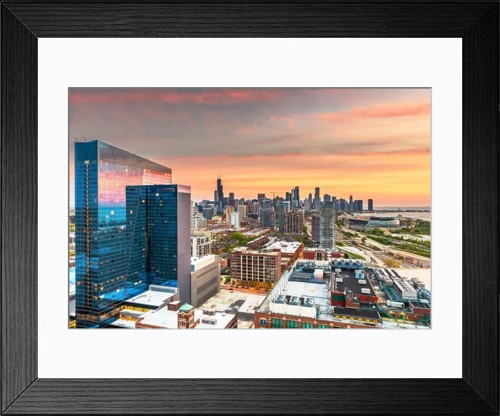 Framed Print : Chicago, Illinois, USA downtown city skyline from the south side at twilight Framed Print : Chicago, Illinois, USA downtown city skyline from the south side at twilight