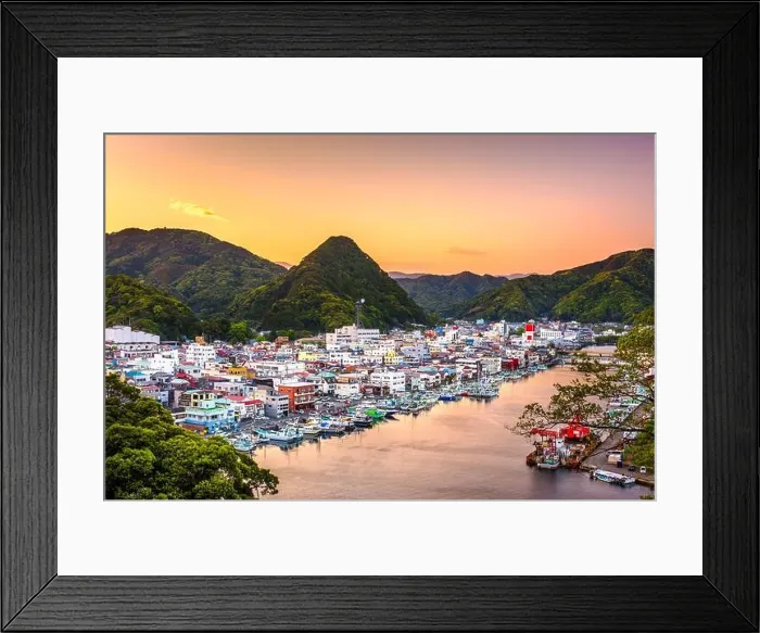 Framed Print : Shimoda, Japan town Skyline at twilight on the Izu Peninsula Framed Print : Shimoda, Japan town Skyline at twilight on the Izu Peninsula