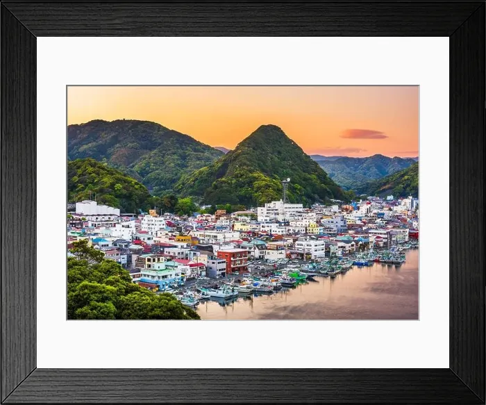 Framed Print : Shimoda, Japan town Skyline at twilight on the Izu Peninsula Framed Print : Shimoda, Japan town Skyline at twilight on the Izu Peninsula