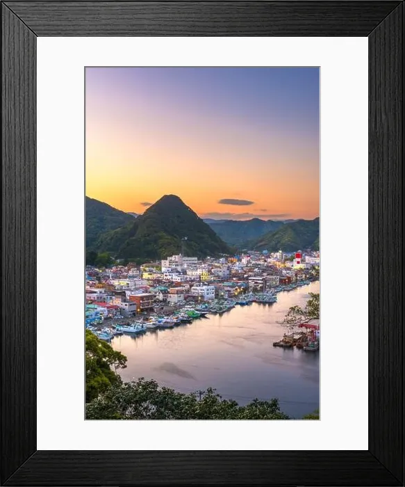 Framed Print : Shimoda, Japan town Skyline at twilight on the Izu Peninsula Framed Print : Shimoda, Japan town Skyline at twilight on the Izu Peninsula
