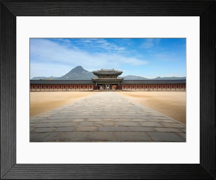 Framed Print : Gyeongbokgung palace gate and wall with nice sky in morning landmark of Seoul, South Korea. Asian tourism, history building, or tradition culture Framed Print : Gyeongbokgung palace gate and wall with nice sky in morning landmark of Seoul, South Korea. Asian tourism, history building, or tradition culture