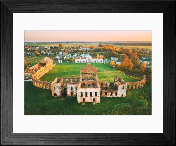 Framed Print : Ruzhany, Brest Region, Belarus. Cityscape Skyline In Autumn Sunny Evening. Bird's-eye View Of Ruzhany Palace. Famous Popular Historic Landmark Framed Print : Ruzhany, Brest Region, Belarus. Cityscape Skyline In Autumn Sunny Evening. Bird's-eye View Of Ruzhany Palace. Famous Popular Historic Landmark