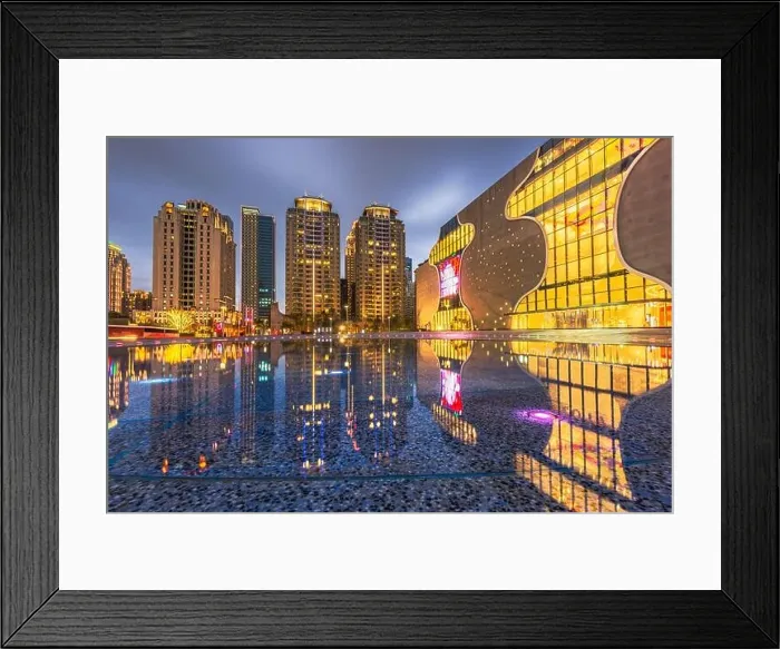 Framed Print : Taichung, Taiwan downtown plaza and square at night Framed Print : Taichung, Taiwan downtown plaza and square at night