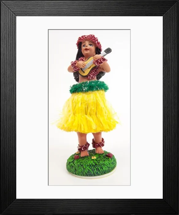 Framed Print : Dashboard hula girl with ukulele. Isolated Framed Print : Dashboard hula girl with ukulele. Isolated