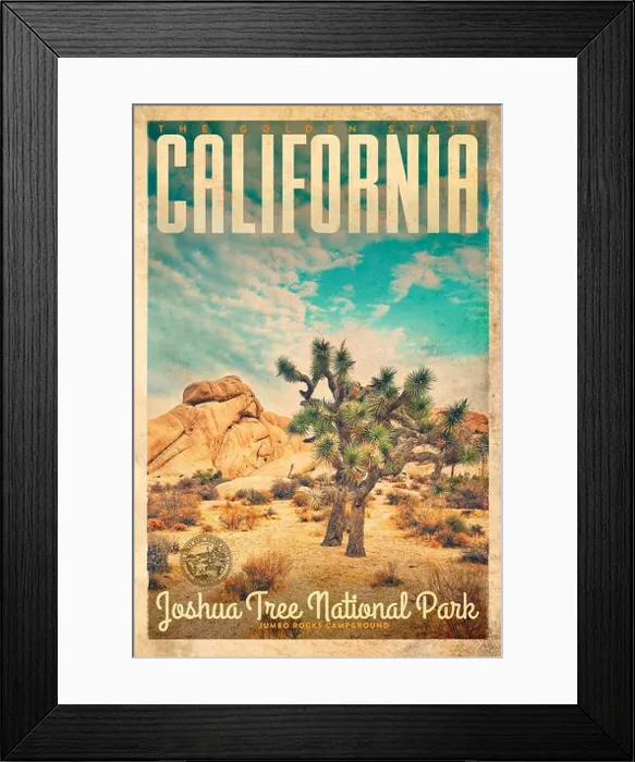 Framed Print : Vintage Travel Poster from Joshua Tree National Park in California United States of America