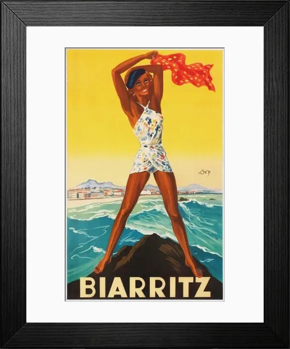 Framed Print : Vintage Travel Biarritz Framed Print : Vintage Travel Biarritz