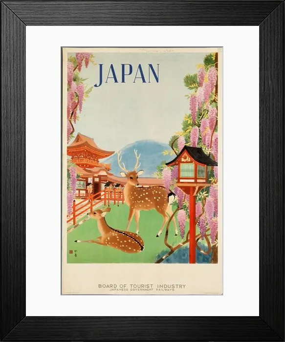 Framed Print : Vintage; Travel; Poster; promoting; tourism; destinations; Japan