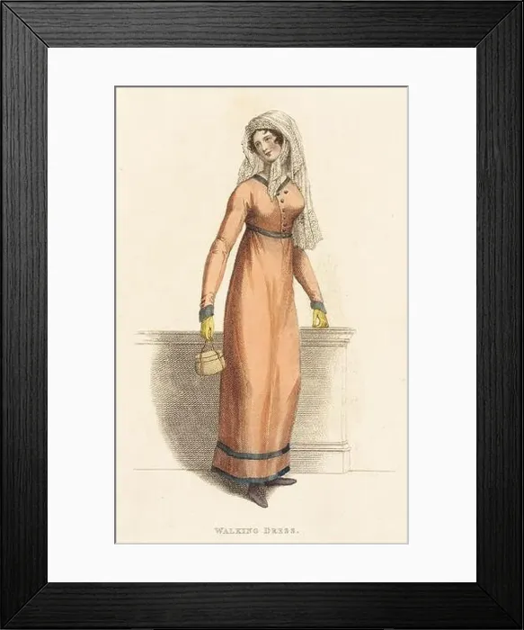Framed Print : Fashion Plate, Walking Dress for La Belle Assemblée'. England, London, January 1, 1813. Prints; engravings. Hand-colored engraving on paper Framed Print : Fashion Plate, Walking Dress for La Belle Assemblée'. England, London, January 1, 1813. Prints; engravings. Hand-colored engraving on paper