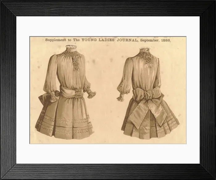 Framed Print : Fashion plate for girl's (aged 3 to 6 years old)dresses 1888 Framed Print : Fashion plate for girl's (aged 3 to 6 years old)dresses 1888
