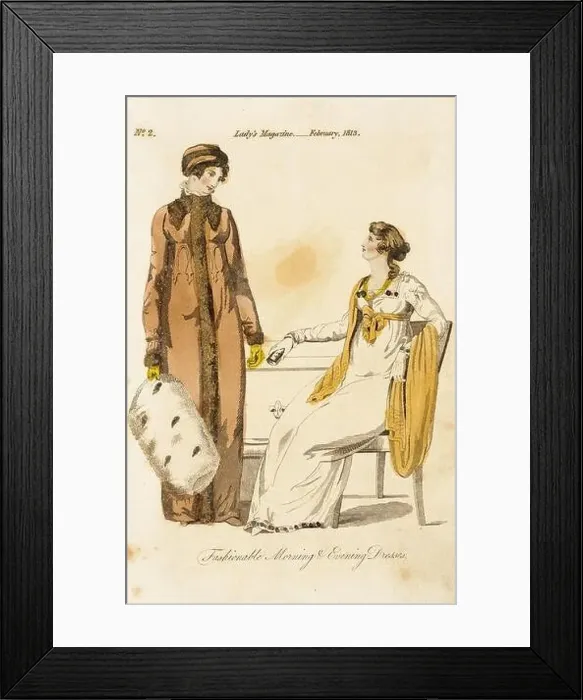 Framed Print : Fashion Plate, Fashionable Morning and Evening Dresses for Lady's Magazine'. England, London, January 1813. Prints; engravings Framed Print : Fashion Plate, Fashionable Morning and Evening Dresses for Lady's Magazine'. England, London, January 1813. Prints; engravings