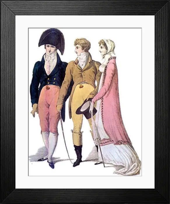 Framed Print : Full and half dress for April 1809 (fashion plate) Framed Print : Full and half dress for April 1809 (fashion plate)