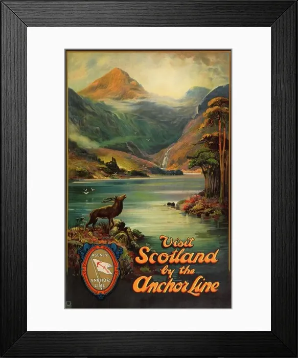 Framed Print : Anchor Line ad vintage travel poster, 1921 - Editorial use only Framed Print : Anchor Line ad vintage travel poster, 1921 - Editorial use only