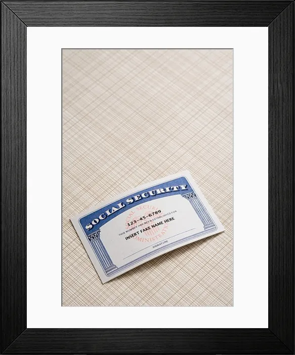 Framed Print : Fake social security card Framed Print : Fake social security card