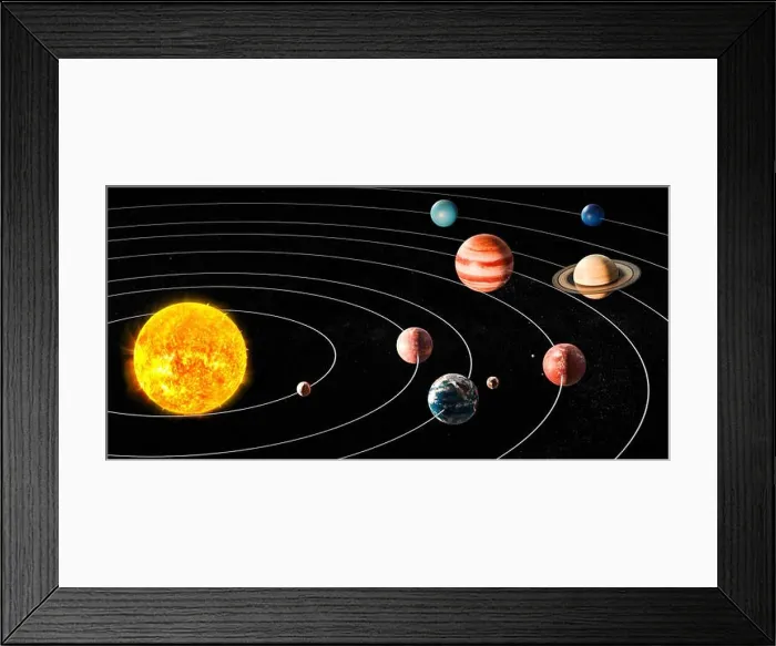Framed Print : Sun and planets of the solar system, 3D rendering Framed Print : Sun and planets of the solar system, 3D rendering