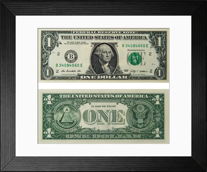 Framed Print : 1 one dollar bill note bill's note's dollars Framed Print : 1 one dollar bill note bill's note's dollars