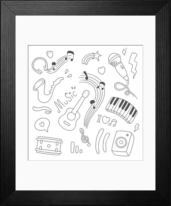 Framed Print : Music Doodle vector illustration. Drawing design concept Framed Print : Music Doodle vector illustration. Drawing design concept