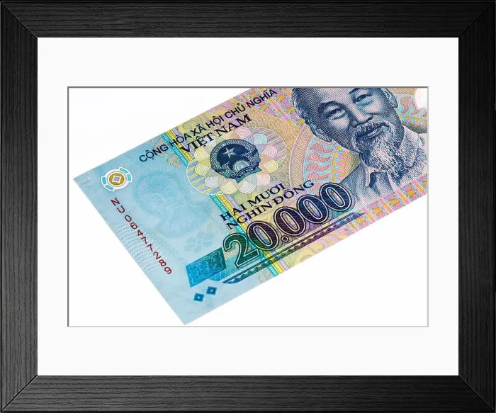 Framed Print : 20000 dong bank note of Vietnam. Dong is the national currency of Vietnam Framed Print : 20000 dong bank note of Vietnam. Dong is the national currency of Vietnam