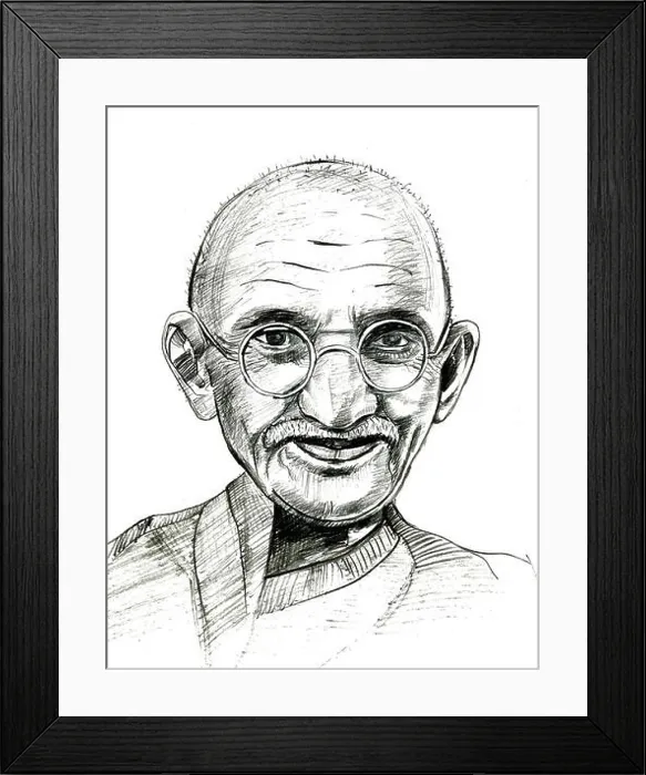 Framed Print : Mohandas Karamchand Gandhi sketch India Asia Framed Print : Mohandas Karamchand Gandhi sketch India Asia