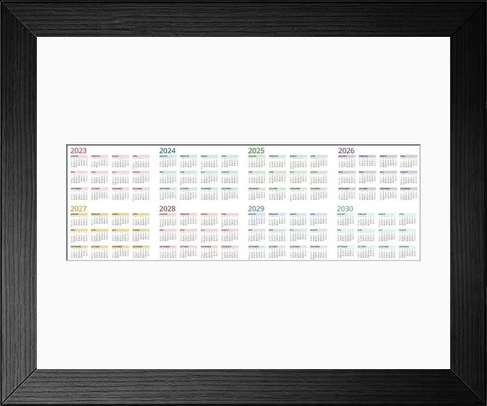 Framed Print : Calendar Planner 2023, 2024, 2025, 2026, 2027, 2028, 2029, 2030. Calendar template. Design Print Template. Week Starts on Sunday Framed Print : Calendar Planner 2023, 2024, 2025, 2026, 2027, 2028, 2029, 2030. Calendar template. Design Print Template. Week Starts on Sunday