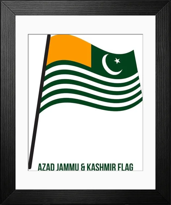 Framed Print : Azad Jammu and Kashmir Flag Waving Vector Illustration on White Background. Territory of Pakistan