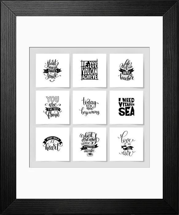 Framed Print : set of handwritten lettering positive quote about life, black and white calligraphy vector illustration poster collection Framed Print : set of handwritten lettering positive quote about life, black and white calligraphy vector illustration poster collection