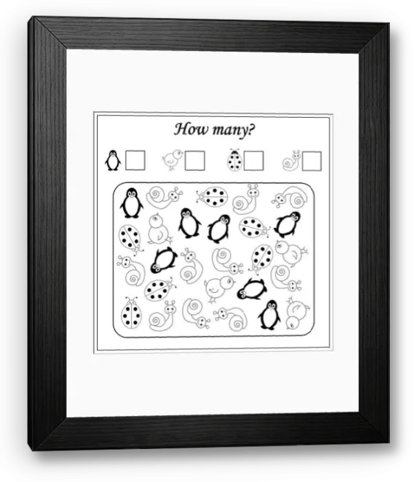Framed Print : worksheet for kids. education puzzle game. children activity Framed Print : worksheet for kids. education puzzle game. children activity