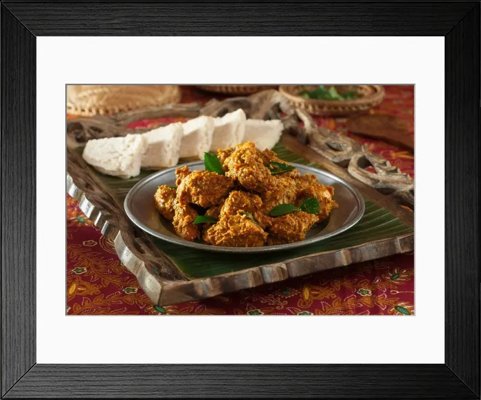 Framed Print : Chicken Sukka. Mangalore style dry coconut curry with neer dosas Framed Print : Chicken Sukka. Mangalore style dry coconut curry with neer dosas