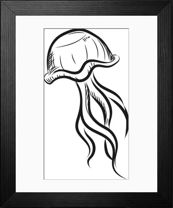 Framed Print : A sketch of a jelly fish with long tentacles, vector, color drawing or illustration Framed Print : A sketch of a jelly fish with long tentacles, vector, color drawing or illustration