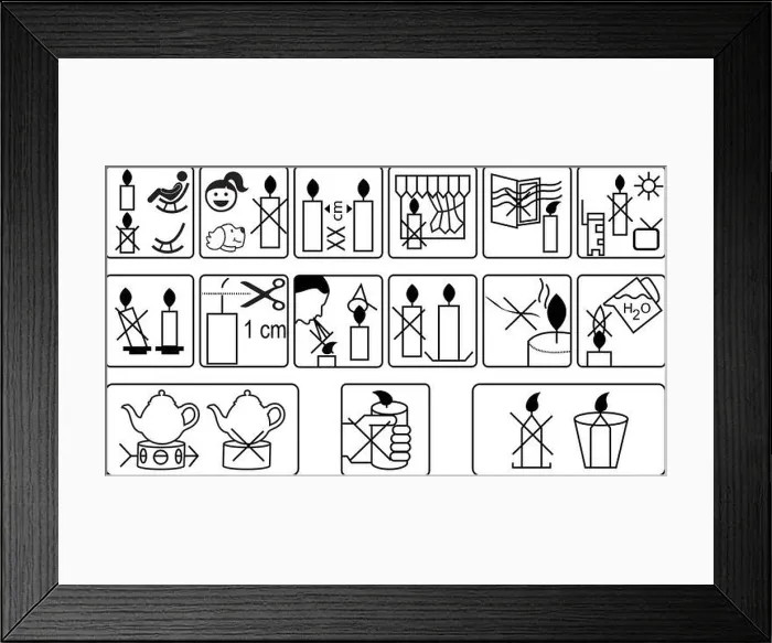Framed Print : Labelling with instructions using for wax candles Framed Print : Labelling with instructions using for wax candles