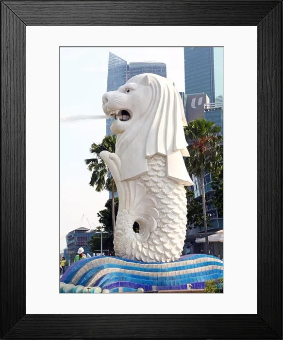 Framed Print : Merlion statue in Merlion Park in Singapore, Republic of Singapore Framed Print : Merlion statue in Merlion Park in Singapore, Republic of Singapore