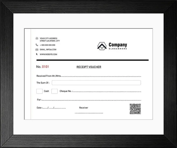 Framed Print : receipt voucher vector template, NCR bill book, vector template image Framed Print : receipt voucher vector template, NCR bill book, vector template image