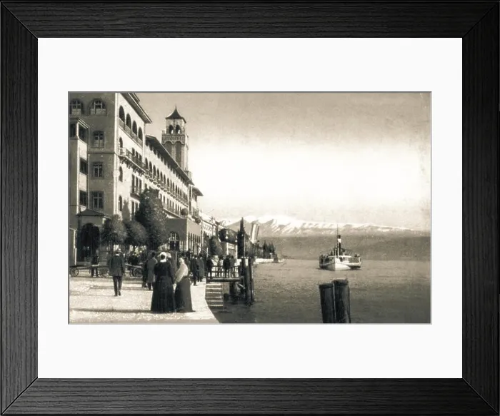 Framed Print : Italy Lombardia Gardone Riviera - Postcard of Gardone Riviera with Grand Hotel Gardone in 1904 Framed Print : Italy Lombardia Gardone Riviera - Postcard of Gardone Riviera with Grand Hotel Gardone in 1904