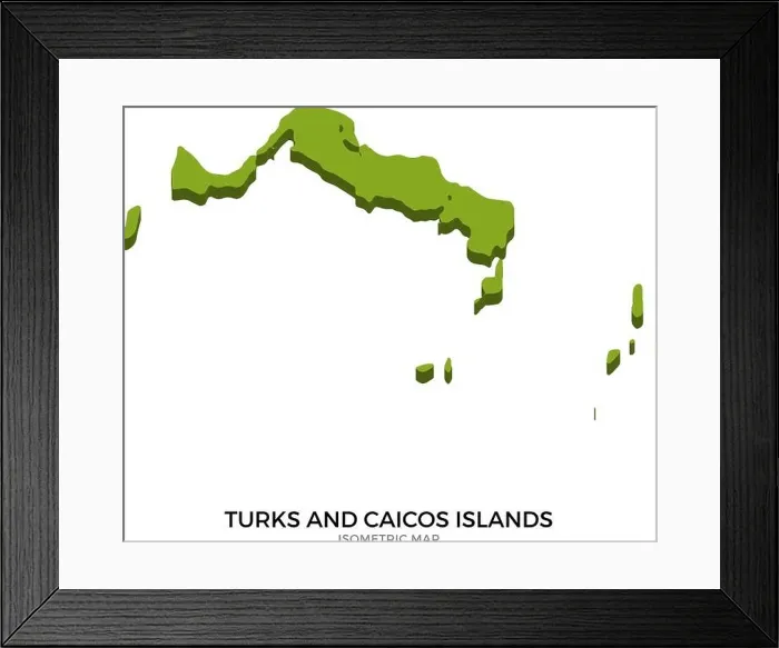 Framed Print : Isometric map of Turks and Caicos Islands detailed vector illustration Framed Print : Isometric map of Turks and Caicos Islands detailed vector illustration