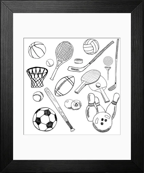 Framed Print : Sport balls Hand drawn sketch set with baseball, bowling, tennis football, golf balls and other sports items. Drawing doodles elements. collection, is Framed Print : Sport balls Hand drawn sketch set with baseball, bowling, tennis football, golf balls and other sports items. Drawing doodles elements. collection, is