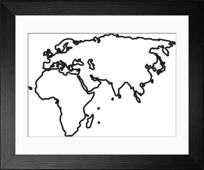 Framed Print : outline map european african and asian continent Framed Print : outline map european african and asian continent
