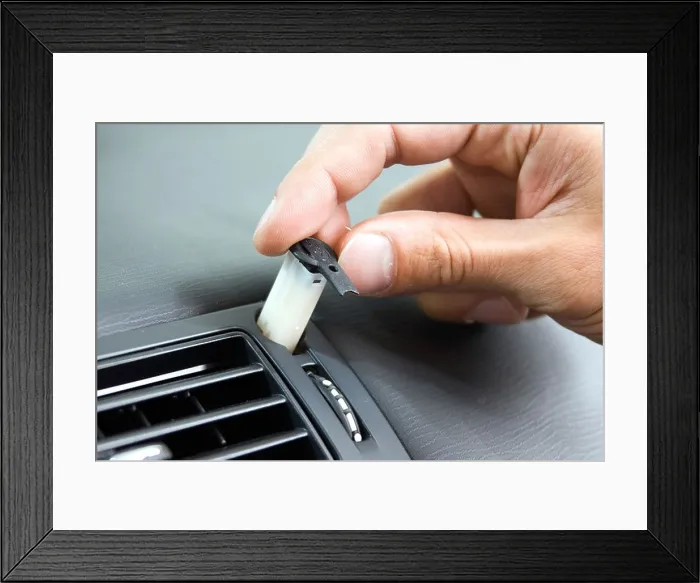 Framed Print : Citroen C4 1.4i 16V, model year 2004-, silver, Detailed view, Interior view, Cockpit, Perfume donor, Cartouche of perfume, techn Framed Print : Citroen C4 1.4i 16V, model year 2004-, silver, Detailed view, Interior view, Cockpit, Perfume donor, Cartouche of perfume, techn