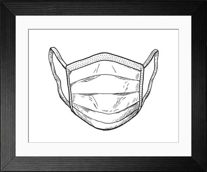 Framed Print : Drawing of classic surgical mask Framed Print : Drawing of classic surgical mask