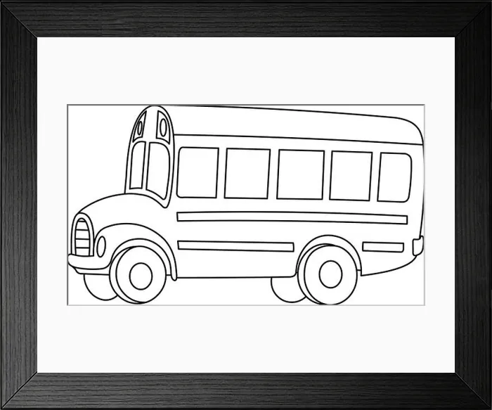 Framed Print : Outlined school bus, Vector line art illustration coloring page Framed Print : Outlined school bus, Vector line art illustration coloring page