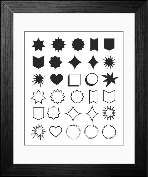 Framed Print : Geometric shapes element design set. Symbol with shape and line geometric design Framed Print : Geometric shapes element design set. Symbol with shape and line geometric design