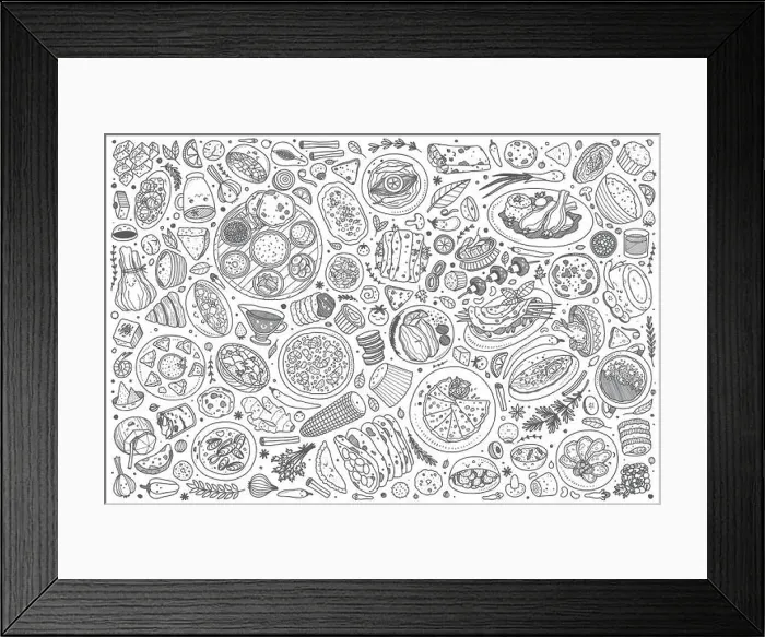 Framed Print : Hand drawn Indian food set doodle vector background Framed Print : Hand drawn Indian food set doodle vector background