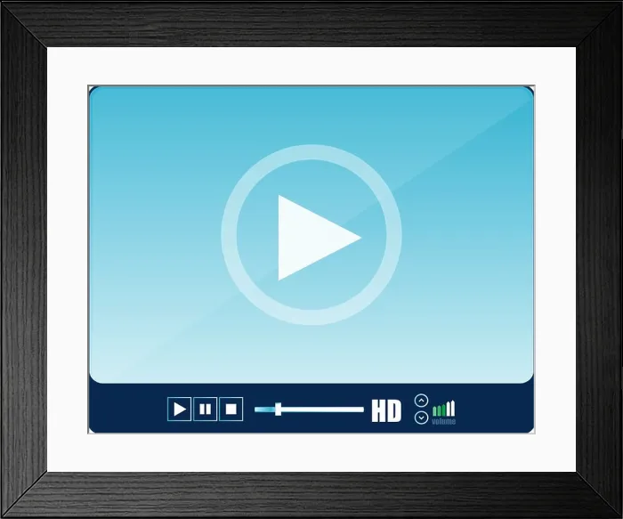 Framed Print : blue video player for web Framed Print : blue video player for web